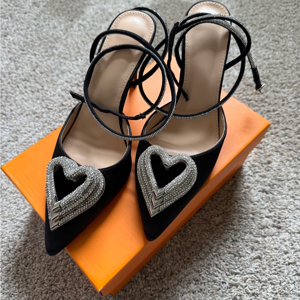 Black Heel with Heart Detail